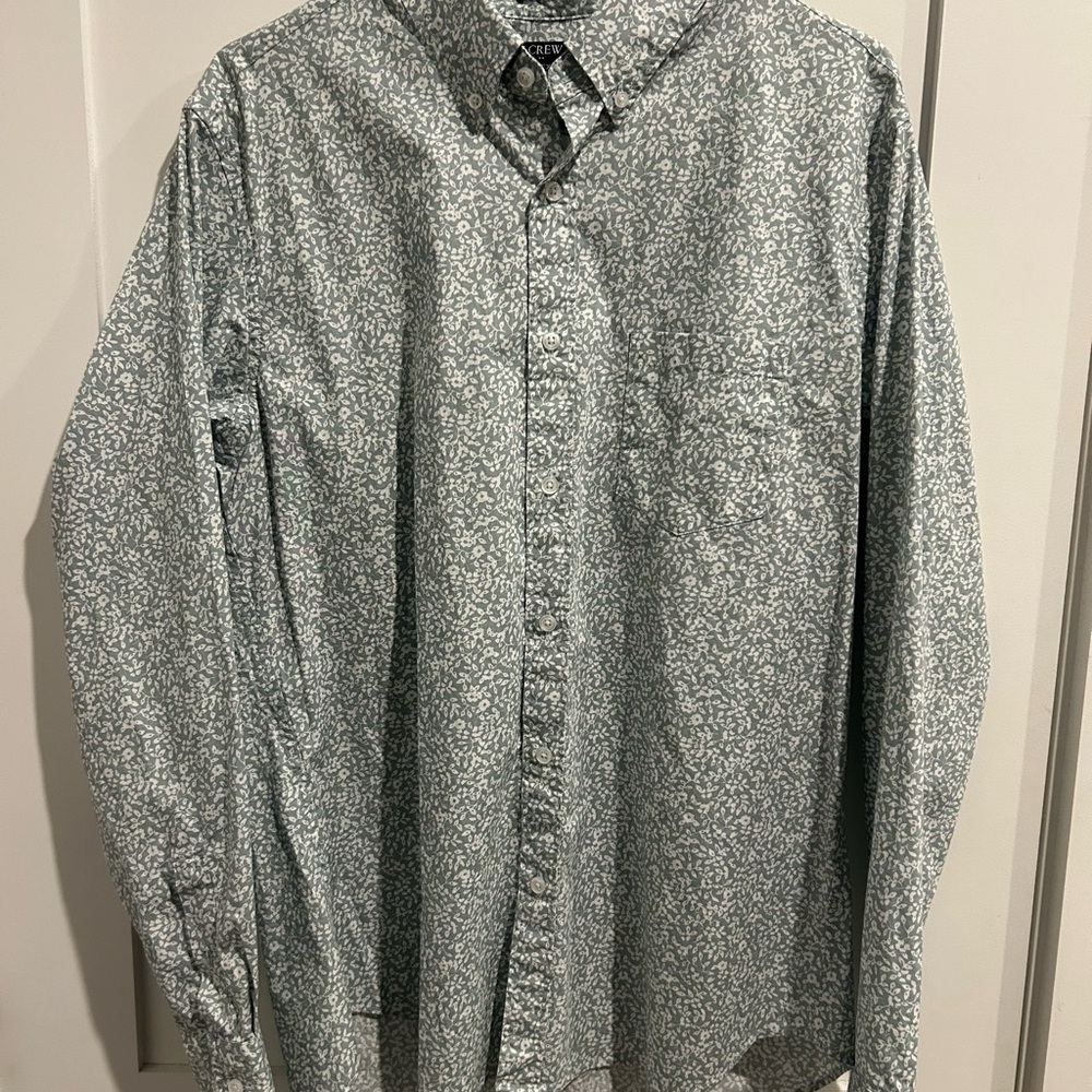 J. Crew Green Casual Button Down Shirt with Floral Print